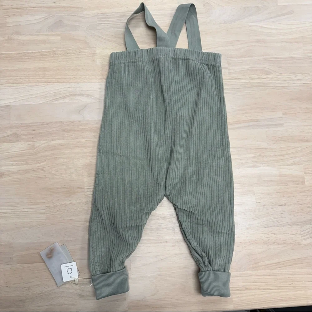 New! Snug green soft cord overalls
